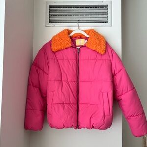 UO Duckie Faux Shearling Collar Puffer Jacket